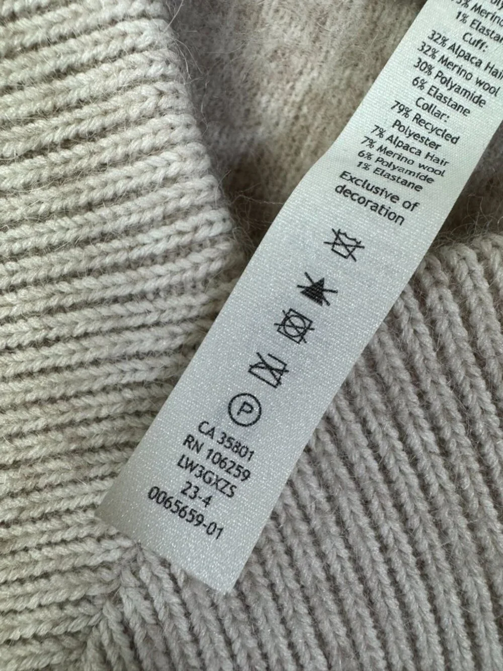 Lululemon Alpaca Wool Blend V-Neck Sweater Beige Womens XL Heathered White Opal - Picture 11 of 16